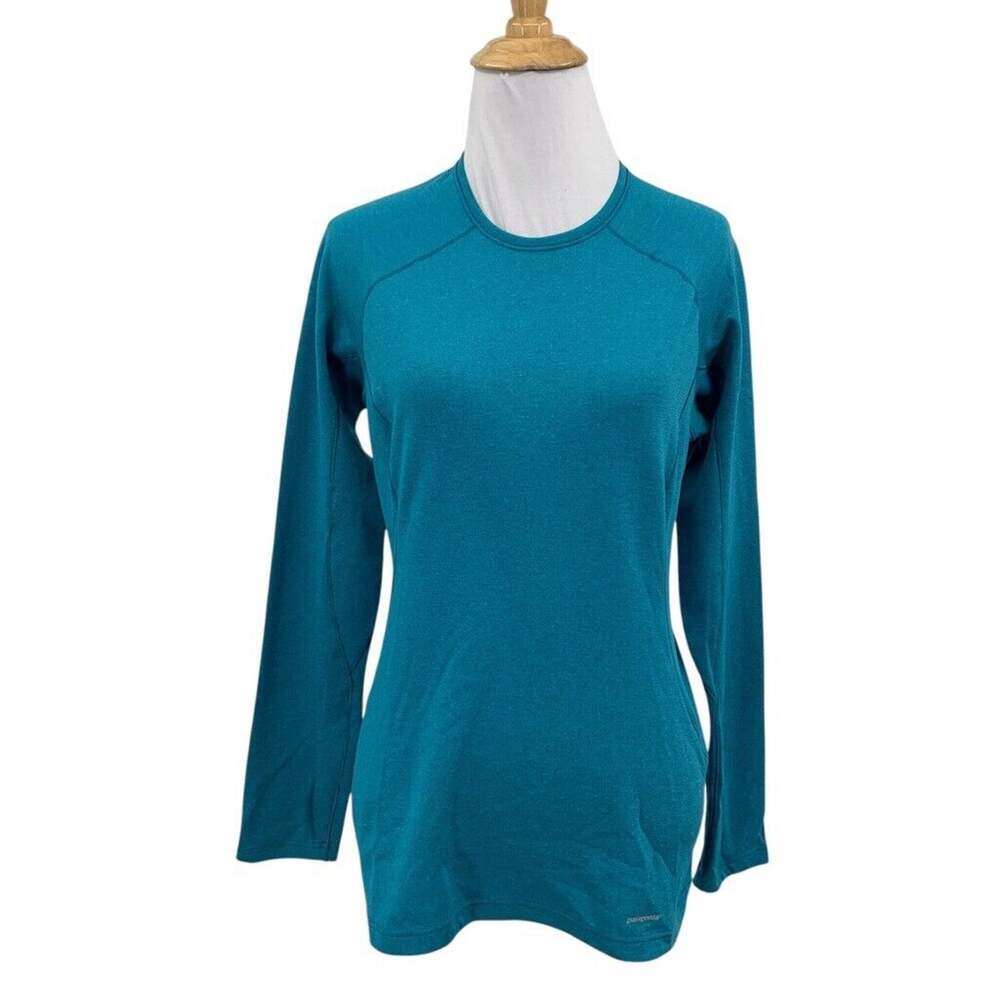 Patagonia Shirt Womens XS Cyan Polartec Capilene Midweight Crew Neck Base Layer